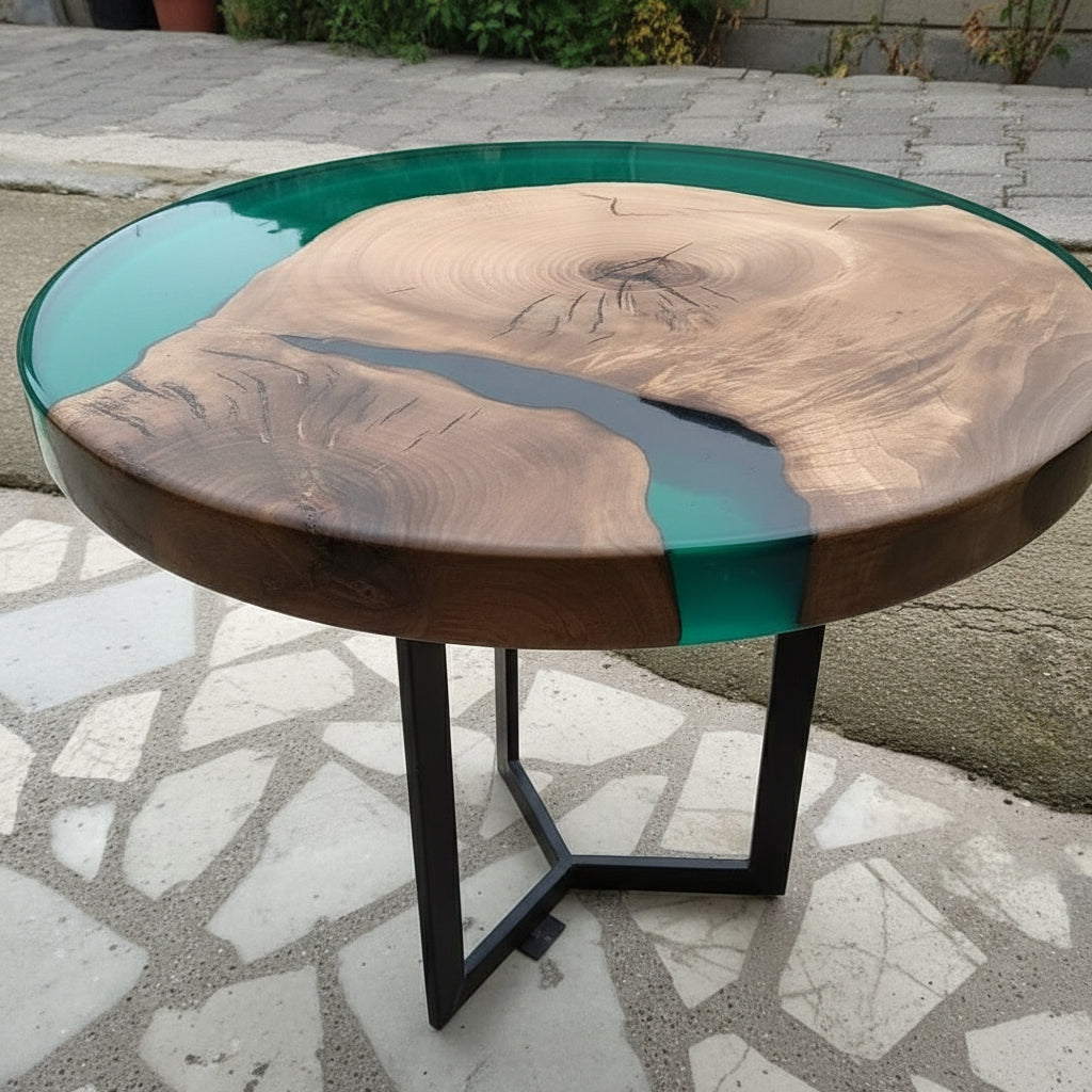 Mesa Nogal turquesa / Turquoise Walnut Table