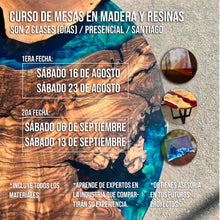 CURSO DE MESAS EN MADERA Y RESINAS - PRESENCIAL AGOSTO / SEPTIEMBRE