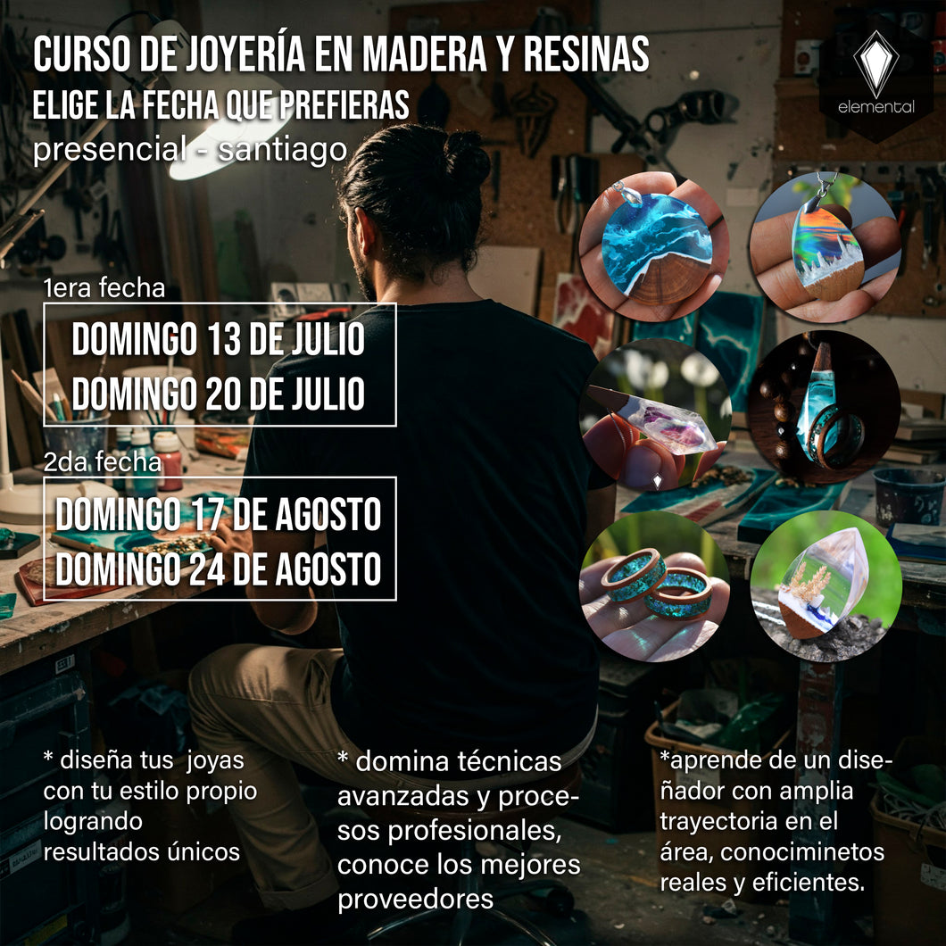 CURSO DE JOYERÍA EN MADERA Y RESINAS - PRESENCIAL JULIO / AGOSTO