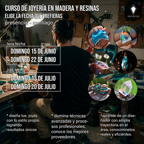 CURSO DE JOYERÍA EN MADERA Y RESINAS - PRESENCIAL JUNIO / JULIO