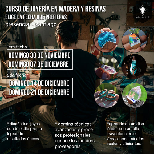 CURSO DE JOYERÍA EN MADERA Y RESINAS - PRESENCIAL NOVIEMBRE / DICIEMBRE