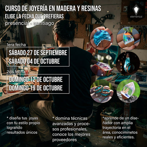 CURSO DE JOYERÍA EN MADERA Y RESINAS - PRESENCIAL SEPTIEMBRE /OCTUBRE