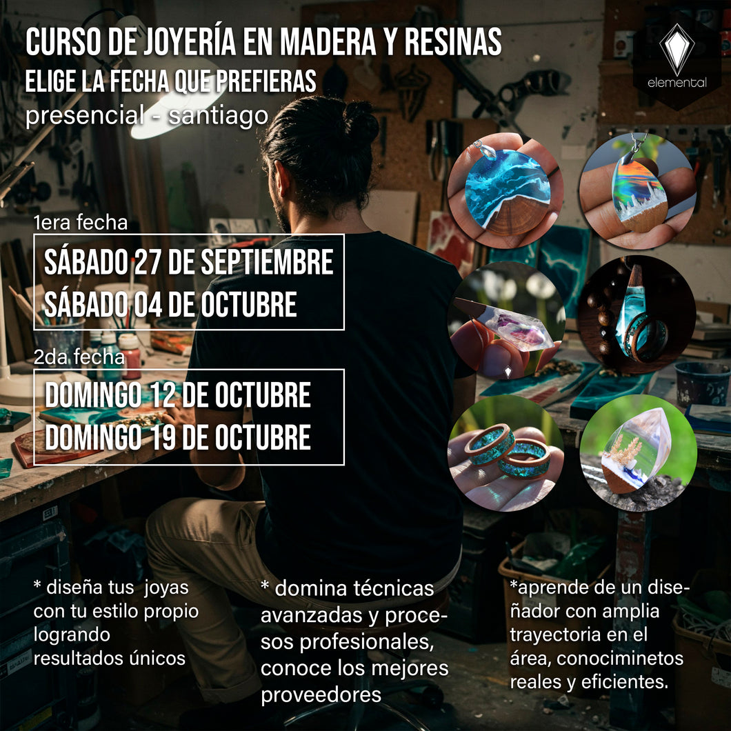 CURSO DE JOYERÍA EN MADERA Y RESINAS - PRESENCIAL SEPTIEMBRE /OCTUBRE